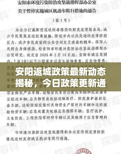 安阳返城政策最新动态揭秘,今日政策更新通知