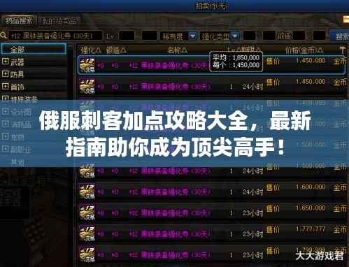 俄服刺客加点攻略大全，最新指南助你成为顶尖高手！